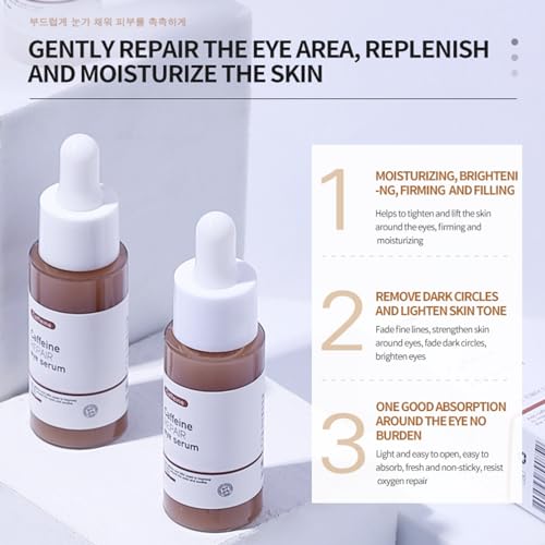 Caffeine Eye Serum for Dark Circles, Under Eye Serum Caffeine Eye Cream, Dark Circles Under Eye Treatment for Women/Men Skincare, Anti Aging Wrinkle, Reduce Puffiness, Eye Bags Removal, 30ml - Image 3