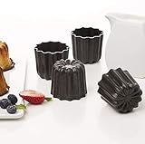 Pack of 4 NonStick Molds Cannele From Bordeaux French Custard Coffee Cake Traditional Pastry - 2.3 Inches