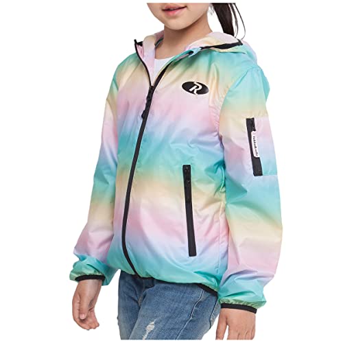 Rokka&Rolla Girls' Lightweight Water-Resistant Jersey-Lined Hooded Windbreaker Jacket4