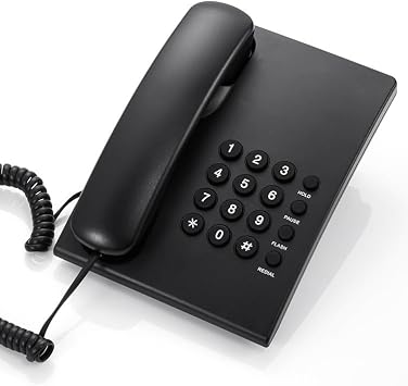 Uvital Landline Telephone for Home, Corded Phone for Landline, Telephone Landline Phones, One Key Redial, Flash, Mute, Pause, Easy to Operate, Desktop Phone for Home or Office, Black