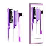 Xiangwenlan 3 Pcs comb Purple Slick Back Brush Set, Vented Brush, Wide-Tooth Comb, Teasing Brush for Smoothing Baby Hair, All Hair Types, Unisex Adults & Children