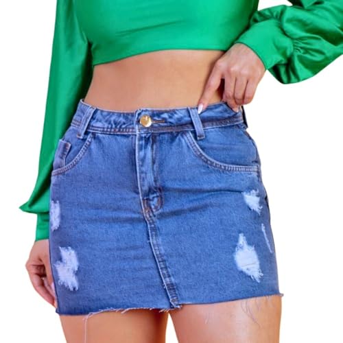 Saia Jeans feminina basica com detalhes (44)