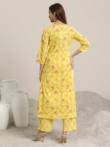 Image of Libas Printed Cotton A-Line Kurta With Trouser
