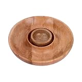 GoCraft Chip and Dip Serving Tray with Center Dip Bowl - Appetizer Platter - Large Party Bowl Set for Chips & Salsa, Snacks, Entertaining, Hosting - Mango Wood, Natural Brown, 11.5 Inch