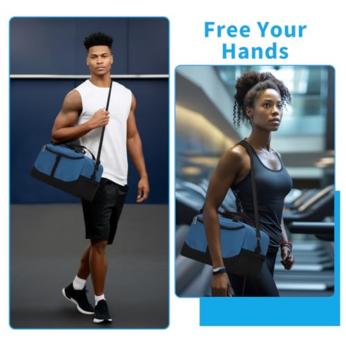 Image of Apenze Small Gym Bag 14 inch lightweight Carry On Mini Duffel Bag with D-Ring for Travel Sport - Blue