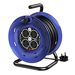 Extension Lead 30m Heavy Duty Cable Reel, 4 Socket Cord Reel UK Plug Socket with Thermal Cut-Out Protection 13A Fused Plug
