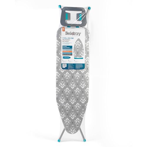 Beldray LA023995IKAT Folding Ironing Board - Compact Vertical Storage, 7 Variable Heights, Lightweight Collapsible Ironing Table For Left/Right Handed Use, Adjustable Iron Rest, 110 x 33cm, Grey Ikat - Image 4