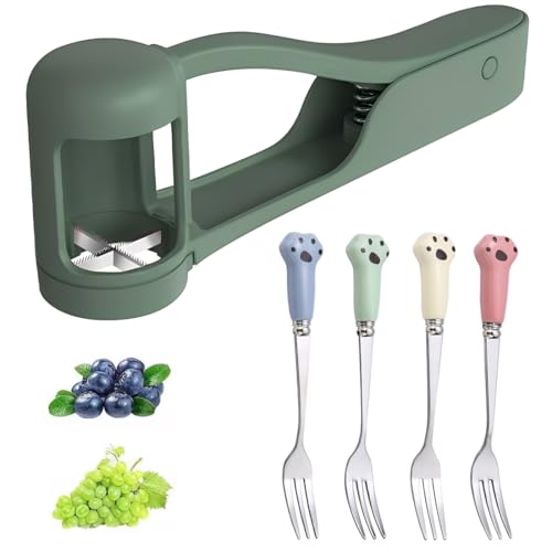 Eihi 1 Pieza Máquina Cortadora De Frutas Con 4 Tenedores De Acero Inoxidable, Cortadora De Fresas De Tomate Para Cocina Ensalada De Frutas Y Verduras De Corte De Pasteles