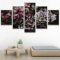 SIGNWIN 5 Panel Canvas Wall Art Purple Petals for Home Decorations Ready to Hang - 60