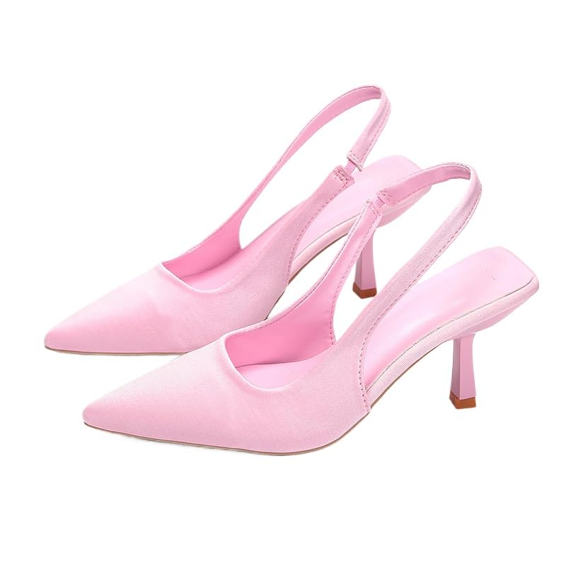 Trendy Slingback Stiletto Pumps for Women - Sexy Slip on Pointed Closed Toe Mid High Heels Daily Party Office Wedding Dress Shoes3
