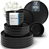 Manhattan Service de table noir 12 pièces pour 4 personnes –...