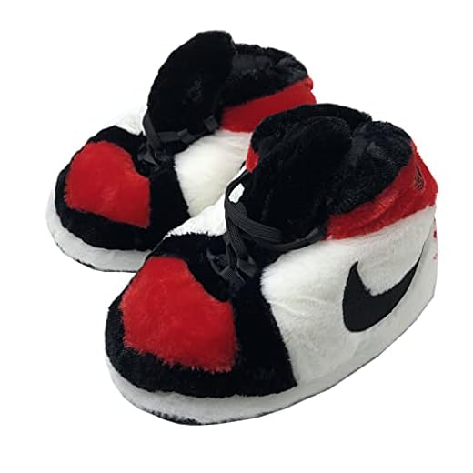 iPantuflas | Zapatillas Casa AJ 1 Unisex Hombre Mujer | Talla única 35-43 | Pantuflas Originales para Regalar | Zapatillas de Invierno Divertidas Calentitas para el hogar (Rojo-Blanco)