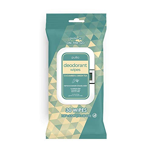 Pullio Deodorant Wipes | Aluminum Free Deodorant for Women (30ct) (Cucumber & Green Tea, 1pk (30ct))