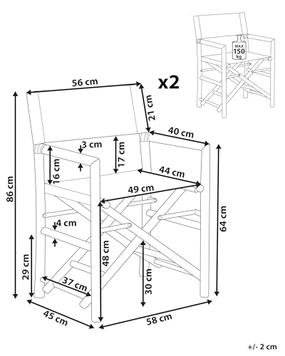 Set Di 2 Sedie Da Regista In Legno Chiaro Di Bambù Pieghevoli Interno Esterno Stile Moderno Boho - 3