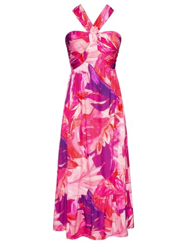 Image of GRACE KARIN Womens Summer Floral Dresses 2026 Boho Maxi Dress Flowy Halter Sundress Casual Vacation Beach Clothes with Pocket