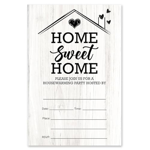 brayqu Housewarming Party Invitations Rustic Home Sweet Home Housewarming Invites Fill-in (20 Invitation Cards with Envelopes)