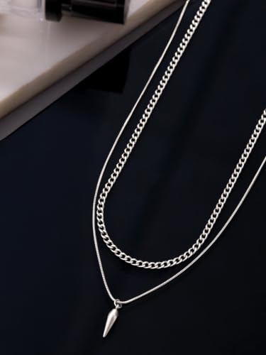 Image of Urban Tag Collection | Stainless Steel Pendant Chain Necklace For Men And Boys | Silver and Black Colour | Anniversary Birthday Gifts