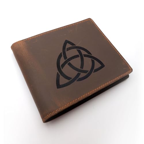 Celtic Trinity Knot Mens Leather Wallet, Free Engraved Personalization, Full Grain Italian Leather Bi-fold Wallet2