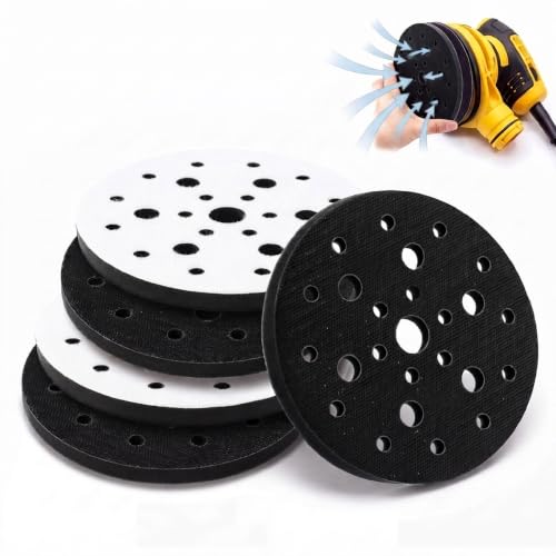 5 Pack 6 Inch 25 Hole Foam Interface Pads,Upgrade Vented Sander Cushion Pad