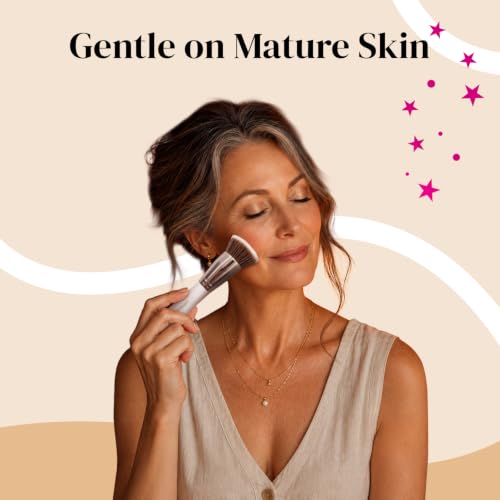 Image of Large Flat Top Kabuki Foundation Brush by Keshima - Liquid, Cream & Powder | Large White, 1.6-inch top diameter kabuki brush buffs and blends liquid, cream or powder foundation for full coverage