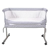 Bedbanken, Bijzetbed voor baby's, met schommelmodus, kantelfunctie, opklapbaar zijpaneel, verstelbare hoogte, 4 wielen, 4-traps hoogteverstelling schuine- 104 * 52 * 100-110 cm-marineblauw