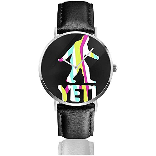 Preisvergleich Produktbild GTA Yeti Uhren Quarzlederuhr mit schwarzem Lederband für Sammlungsgeschenk