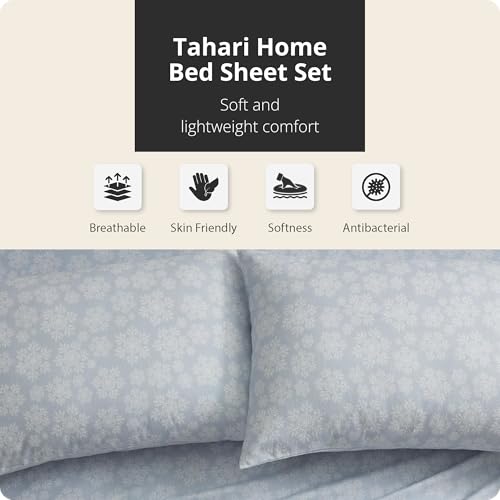 Image of Tahari Home Brushed Flannel 4-Piece Bedding Set, Full, Snowflake Blue