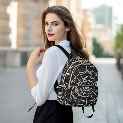 Image of Spider Web Quilted Backpack Purse for Women Fashion Small Backpack S | Shoulder Bag Travel Casual Daypack