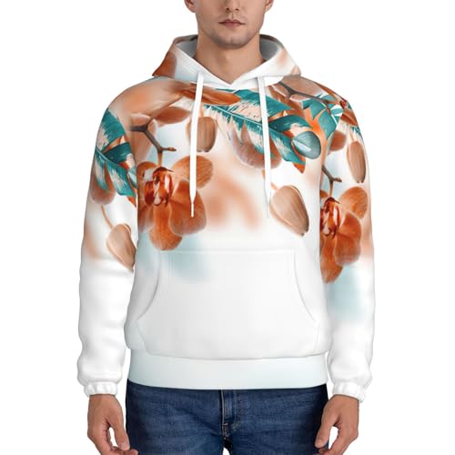 Sweat à capuche imprimé orchidée sarcelle et orange avec cordon de serrage - 2