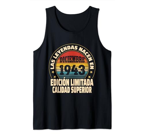 Edición Limitada Diciembre 1943 - Cumpleaños 81 Años Camiseta sin Mangas