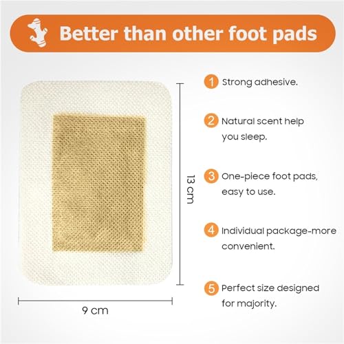 Foot Pads | 20PCS Ginger Deep Cleansing Foot Pads for Better Sleep and Stress Relief | Bamboo Patches with Natural Bamboo Vinegar and Ginger Powder Premium Ingredients for Foot and Body Care - Image 4