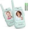 Walkie Talkie Niños Recargable, Walkie-Talkie Niños con Videollamada, LCD Pantalla, Largo Alcance, Regalos de Cumpleaños, Juguetes al Aire Libre para Niños de 3 a 12 Años, Paquete de 2-Verde