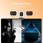 Angetube 4K Webcam avec lumière pour PC: UHD 4K, TOF Focus automatique, double AI Mics d'annulation du bruit, 1080p@60FPS, USB Webcam en streaming avec/Couverture de confidentialité pour ordinateur portable/Mac/Desktop/PC Work w/Zoom/Teams/Google Meet