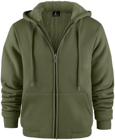 JACKETOWN Herren Kapuzenpullover Sweatshirt Reißverschluss Sweatjacke Gefüttert Hoodie Warm Fleece Winterjacke Teddyfutter Fleecejacke mit Kapuze