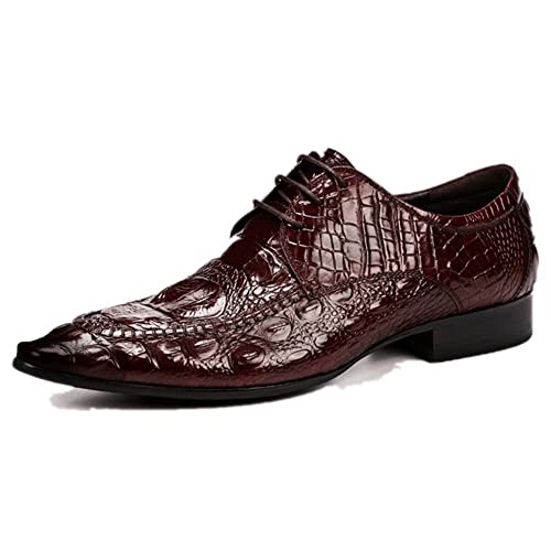 Formal Dress Oxford Shoes for Men Block Heel Slip On for Club Genuine Leather