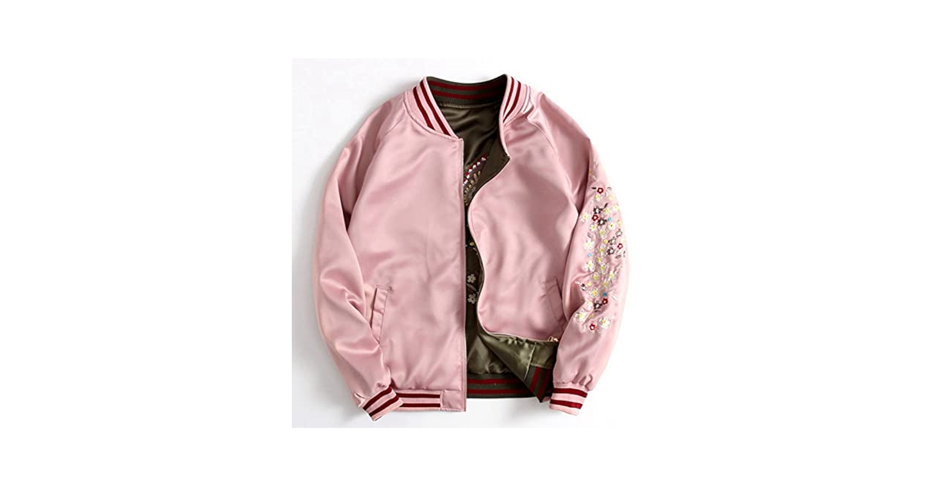 国内で当店のみ PINKSPINK - flame embroidered textured jacket Amazon.com: Satin Phoenix Embroidery Baseball Jacket Women