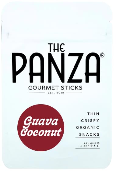 The Panza Bocadillo gourmet de guayaba de coco fino y crujiente  Orgánico, sin OMG, ingredientes 100% naturales  Mini bolsa de 0.7 onzas