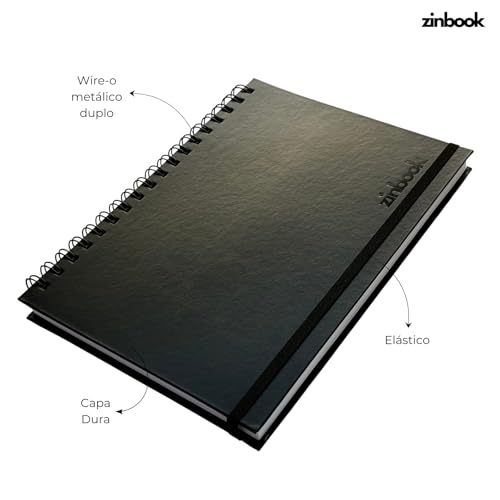 Sketchbook Caderno De Desenho 17x24cm Capa Dura Folha Branca Sem Pauta 150g Wire-o zinbook