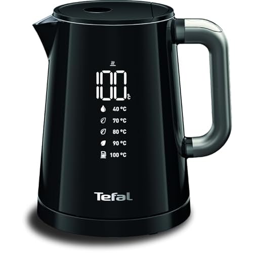 Tefal Smart'N Light Bouilloire électrique 1L, Ecran numérique, 5 réglages, Filtre amovible, Maintien au chaud 30 min, Intérieur inox, Base pivotante, Filtre anticalcaire amovible, Arrêt auto KO854830