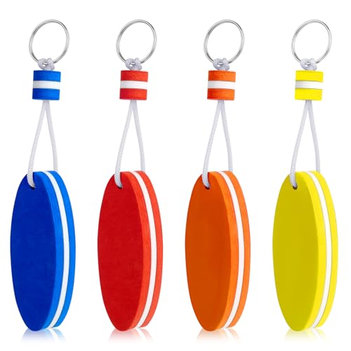 Floating Key Chain for Boating, 4 Pcs Boat Key Floating Keychain Waterproof Key Holder Bright Color Oval Floating Key Rings Pendant for Boating, Marine Fishing, Surfing, Sailing, Outdoor Water Sports