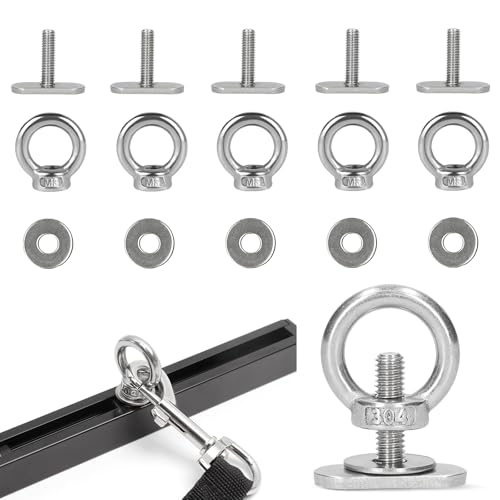 6 tuercas anulares M8, tornillos de cabeza de martillo, de acero inoxidable, con arandelas para remolque, fijación y colgar