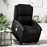 Confort haut de gamme: assise 47 x 56,5 cm à 42–45 cm du sol, similicuir noir 60 % PU 30 % polyester 10 % coton, rembourrage mousse + fibre PP, accoudoirs larges 59 cm, poche latérale pour télécommande, aspect cuir luxueux facile d’entretien