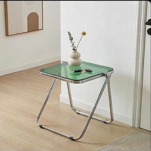 Image of The Artment Green GlacierTray Foldable Transparent Acrylic End Table, Multi-Purpose Side Table, Serving Tray & Magazine Rack, Space-Saving for Modern Living Spaces | Use for Home & Office