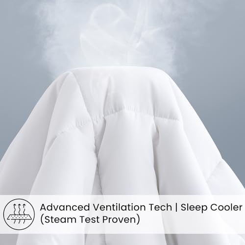 Image of COHOME Quilted Twin /Twin XL Comforter - All-Season Down Alternative Duvet Insert - Luxury Hotel Cooling Pure White Comforter with Anti-Clump Tech & 8 Tabs - Reversible (64 inchx88 inch)