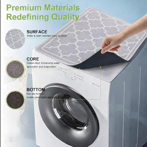 Image of Homecloud Non-Slip Washing Machine Mat - Durable Waterproof Protective Cover for Washer & Dryer, Dust-Resistant Mat Ideal for Laundry Room & Kitchen Appliances (Grey)