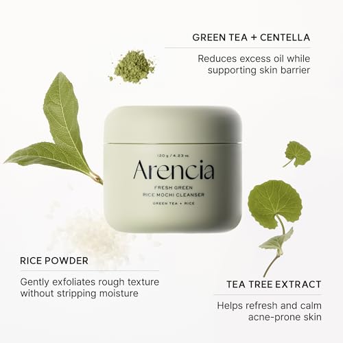 Arencia Korean Rice Mochi Face Cleanser - Face Wash, Gentle Scrub All in One for Deep Cleansing, Moisturizing, Pore Minimizing, Acne-Prone Skin, Removing Blackhead with Rice Water & Green Tea - Image 6