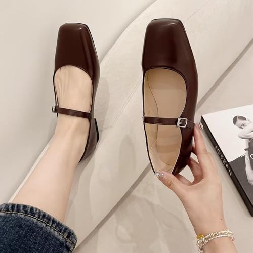 Image of LUXINYU Women's Slip on Flats,Classy Round Toe Solid Classic Mary Jane Ballet Dance Shoes Soft Comfortable PU Flat Shoes