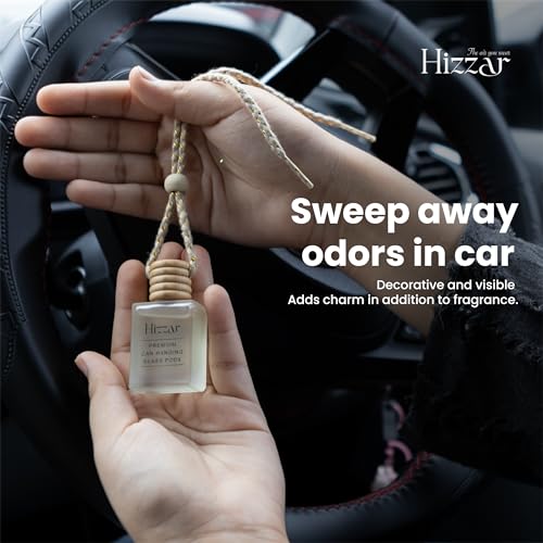 Image of Ocean Haven Car Perfume Hanging Pod 10ml | Natural Essential Premium Fragrance Oils in Glass Bottle with Wooden Diffuser Lid | Long Lasting Car Air Freshener Scent