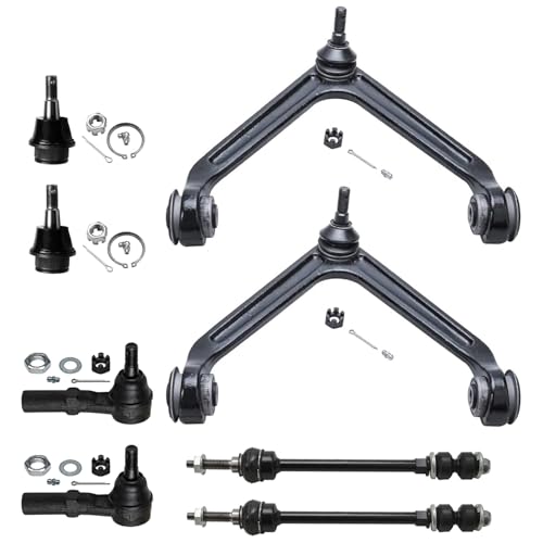 Image of Detroit Axle - 8pc Front End Suspension Kit for 4WD 02-05 Dodge Ram 1500, 2 Upper Control Arms + 2 Lower Ball Joints + 2 Sway Bar Links + 2 Outer Tie Rods 2002 2003 2004 2005 Replacement 5-Lug