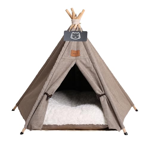 Meowmellow Tente de Tipi pour Chien Animaux Tente avec Coussin Lavable Niche Chien et Chat Intérieur Maisons pour Chat 60x60x70cm